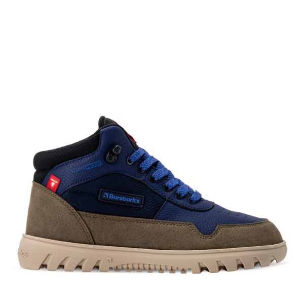 Barebarics UrbanEdge dark blue and olive brown - but z boku, widoczny duży napis z logo marki