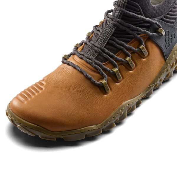 Vivobarefoot Magna Forest ESC Mens tan - zbliżenie, przód i sznurowanie