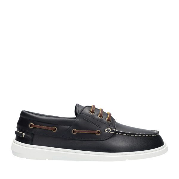 Groundies Tide Women navy chalk - pojedynczy but z profilu, sznurowanie i zarys podeszwy