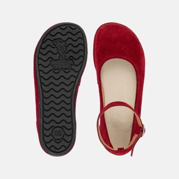 Magical Shoes Ada Olive merlot - podeszwa i wierzch buta ułożone razem widziane z góry