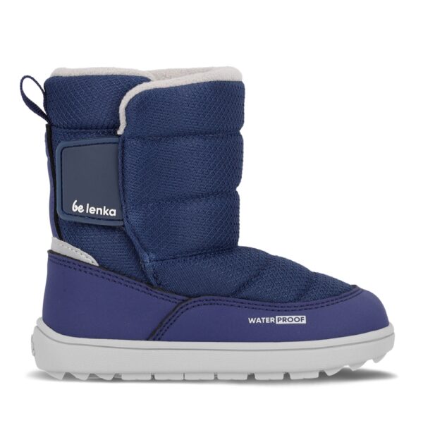 Buty barefoot Be Lenka Ailo Preschool dark blue - pojedynczy but bokiem, widoczna naszywka i uchwyt z tyłu