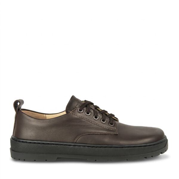 Buty barefoot Pikobare Barefoot Oxford brown - pojedynczy but widziany z boku na jasnym tle