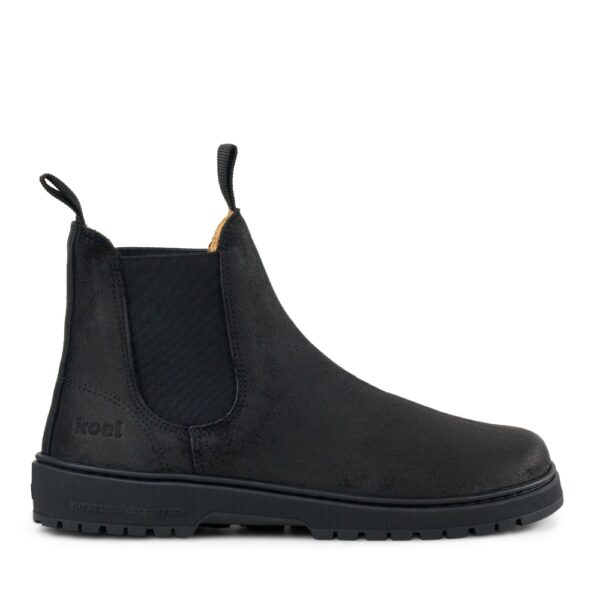 Buty barefoot Koel Barefoot Gavien Oil Suede Black - pojedynczy but widziany z boku na jasnym tle